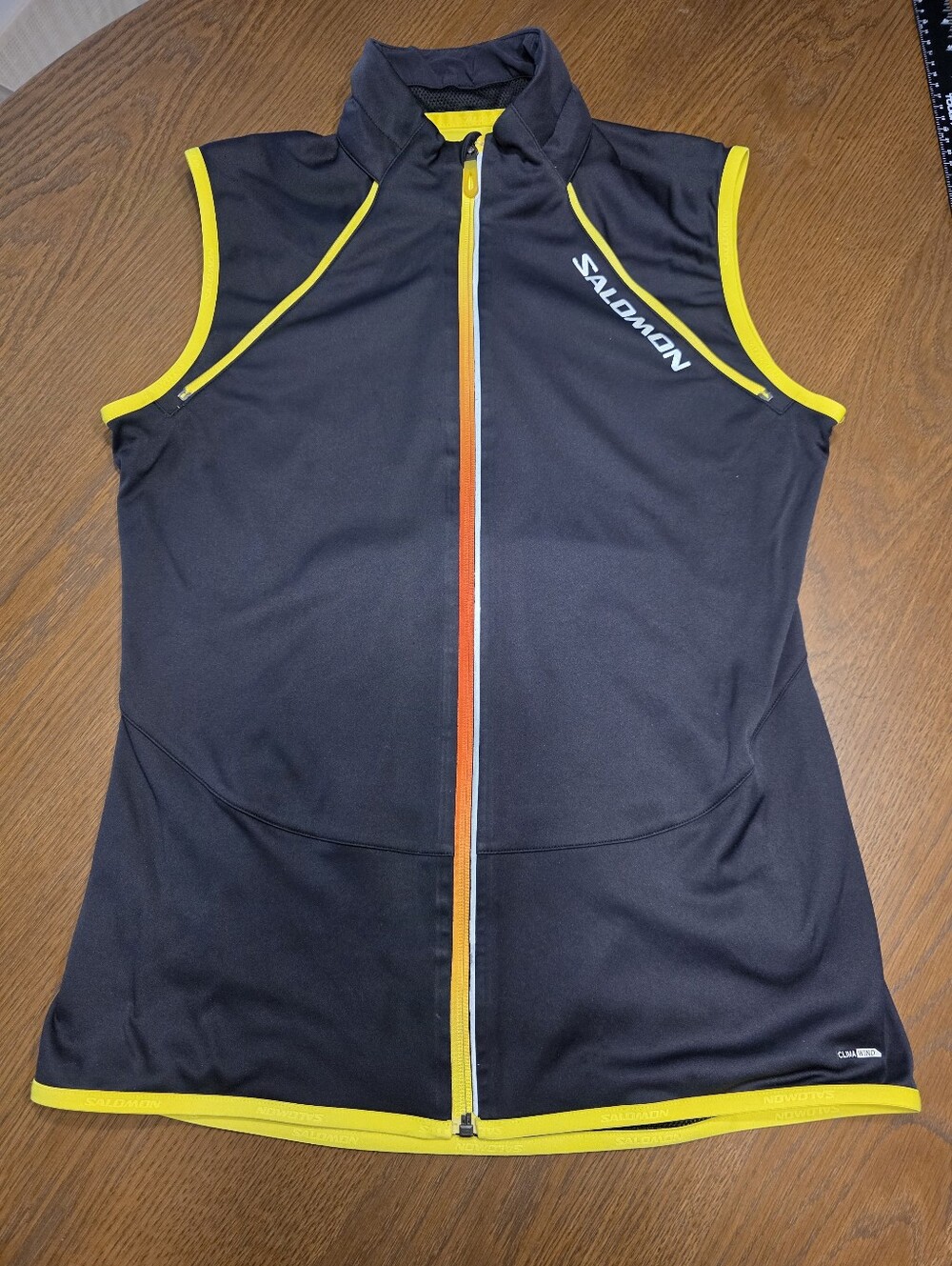 Salomon Clima Wind full-zip cycling and running vest Black And Yellow Small